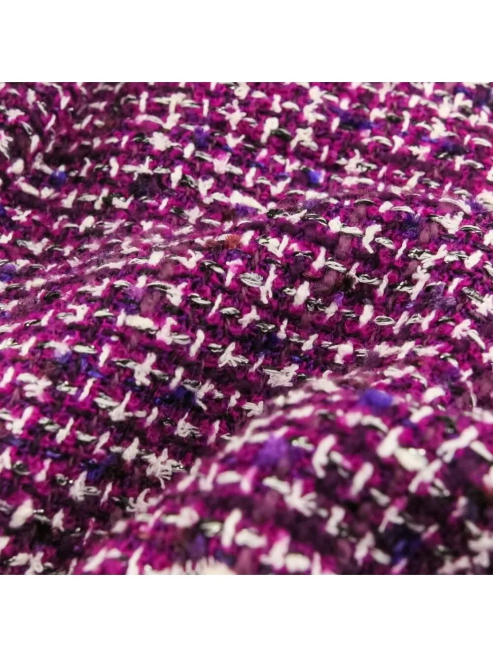 Chanel Sequin Trim Tweed Coat 34 Purple